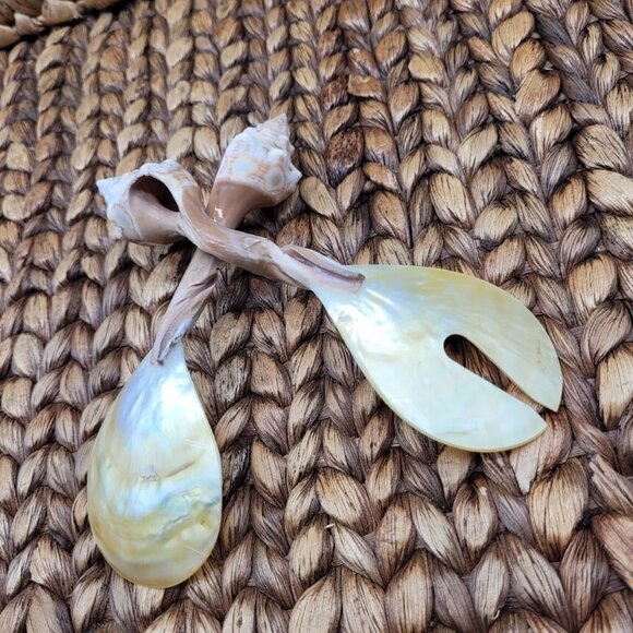NEW Seashell Serving Set Mother Pearl Handmade Beach Wedding Party Boat Seaside - Picture 8 of 9